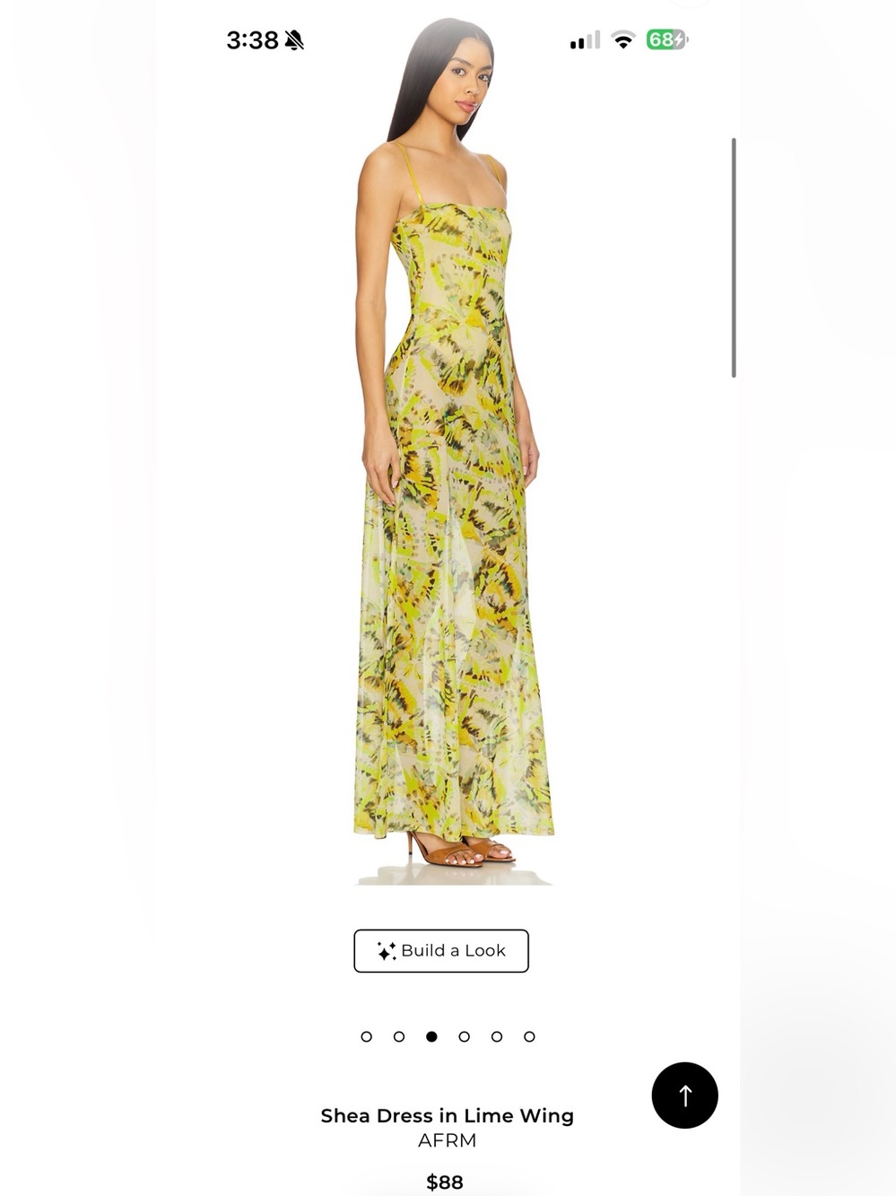AFRM Shea Dress in Lime Wing. NWT. XS